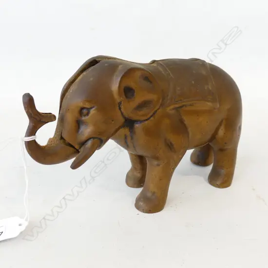 BRONZE ARTICULATED  ELEPHANT MONEY BOX L220 H120MM