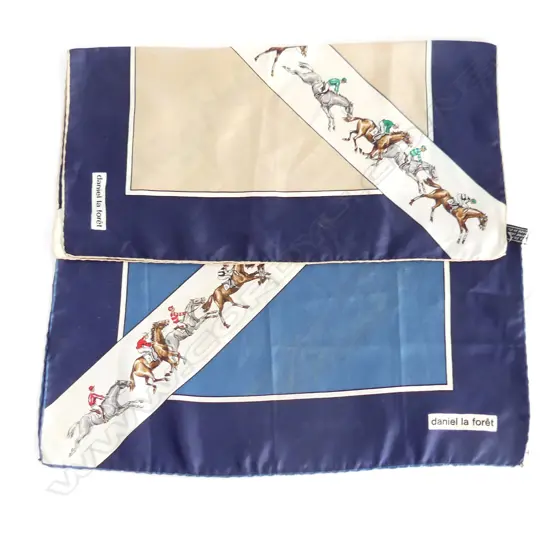 2X VINTAGE SILK DANIEL LA FORET SCARFS SOME MARKS  L190 ITALIAN