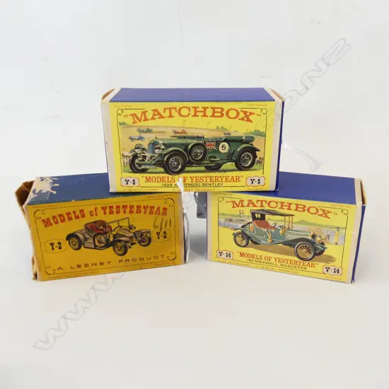 3 MINT & BOXED MATCH BOX YESTERYEAR  CARS Y5 Y2 Y14 