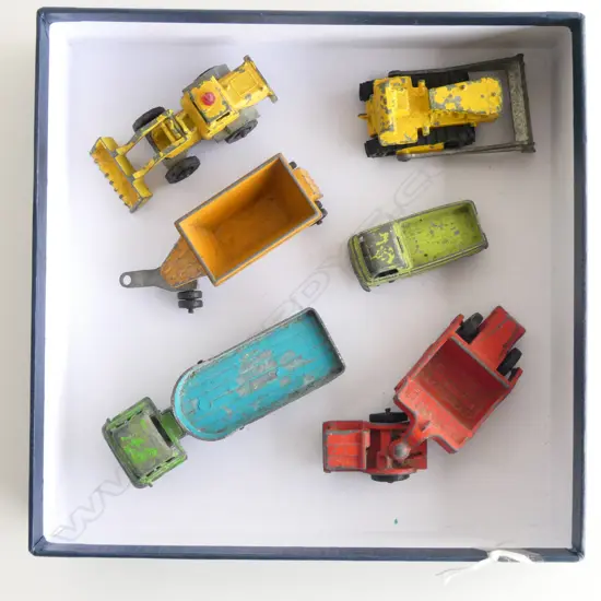 6 MINITURE SIZE FUN HO TRUCKS & DIGGERS 