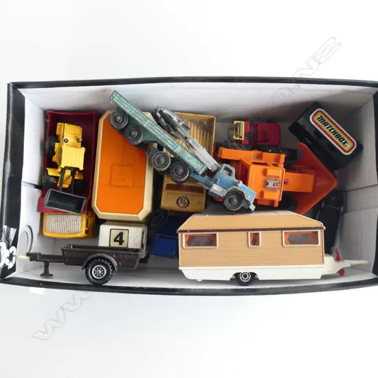 SHOE BOX OF 10 PLUS VINTAGE MATCHBOX TOYS UNBOXED