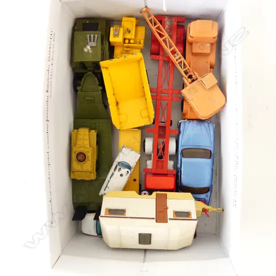 SHOE BOX OF 10 PLUS VINTAGE MATCHBOX TOYS UNBOXED