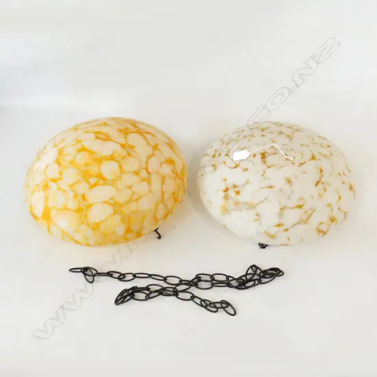 2 VINTAGE DECO PENDANT LIGHT FITTINGS 360mm dia