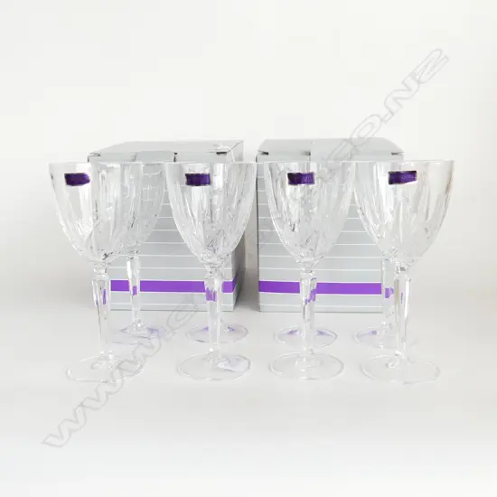 WATERFORD MARQUIS SET 8 TALL WINE GLASSES faceted stem H.210mm 