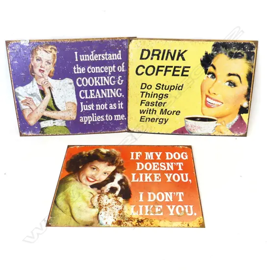 3 VINTAGE STYLE METAL ADVERTISING SIGNS 400 X 320mm