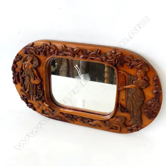 MIRROR w. CARVED KAURI FRAME 290x520mm