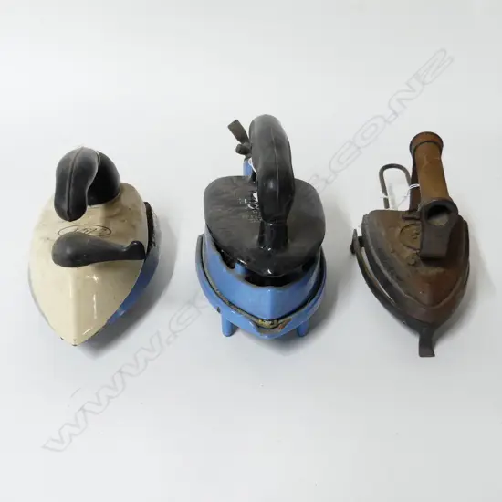 3 VINTAGE IRONS ON TRIVETS FAIRY PRINCE ASA & K9