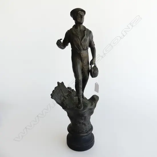 EARLY 20thC SPELTER FIGURE 'L'AGRICULTURE' H.470mm FAULTS