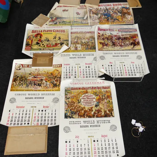 CIRCUS PRINTS; 'RINGING BROS, CIRCUS OF CLOWNS', AUTOMOBILE DOUBLE SOMERSAULT +5 CIRCUS CALENDARS INC SCHLITZ BREWING CO