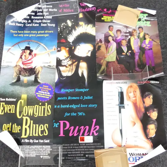 4 OLD MOVIE POSTERS; LOST IN SPACE, PUNK, UMA THURMAN