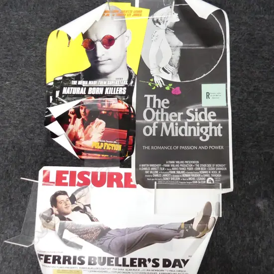 OLD MOVIE POSTERS, 3 NATURAL BORN KILLERS, FERRIS BUELLERS DAY OFF, OTHER SIDE OF MIDNIGHT & 2 PULP FICTION, UMA THURMAN