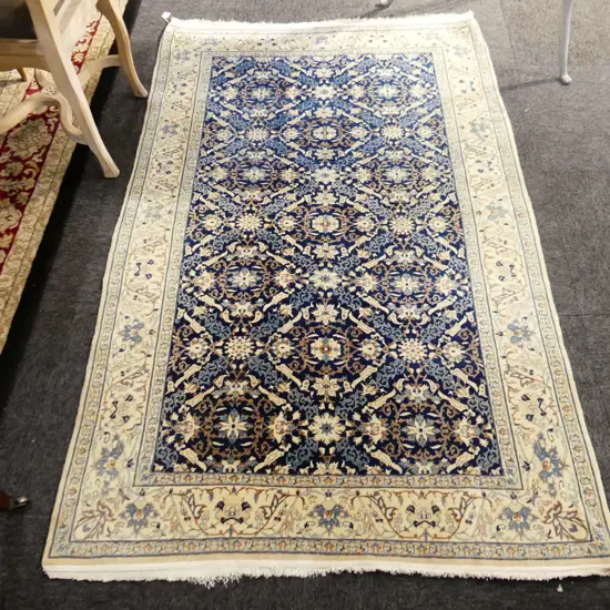 HAND KNOTTED BLUE SILK RUG 1800x1160mm