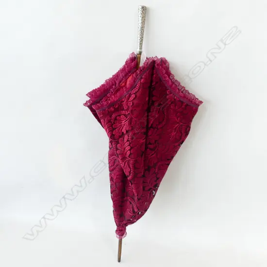 VICTORIAN PARASOL WITH SILVER HANDLE 