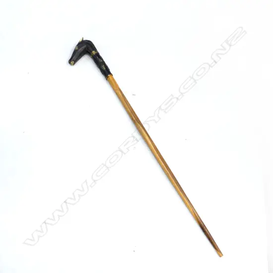 WALKING STICK w. BRASS HORSE HEAD H.1020mm