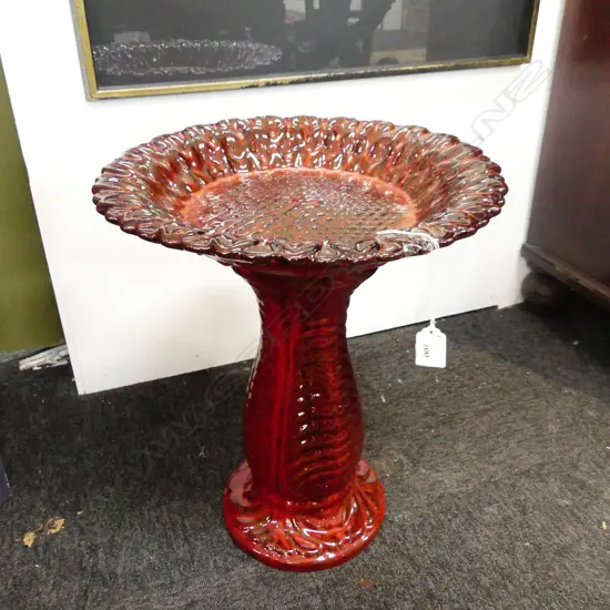 SUNFLOWER BIRD BATH TROPICAL RED H.490mm / 410mm dia