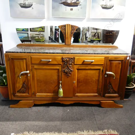 DECO SIDEBOARD - MARBLE TOP, MIRROR BACK - 1900x500x1350mm