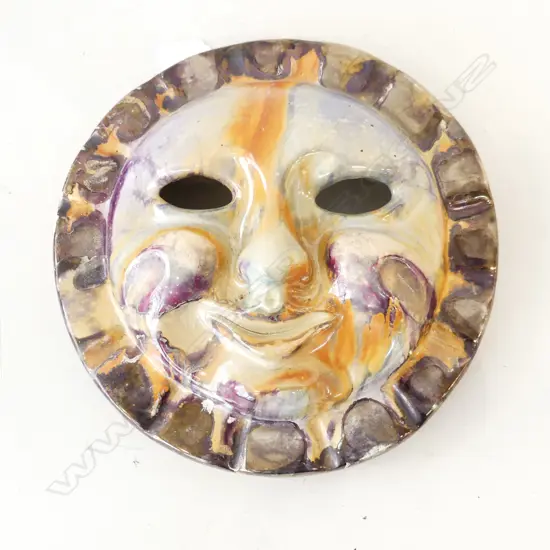 GLAZED CERAMIC SUN FACE WALL MASK 260mm dia