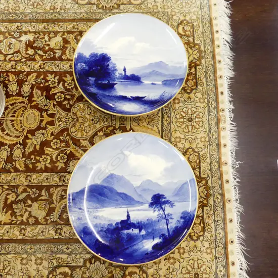 PR COPELAND POTTERY CHARGERS SIGNED W. YALE 310mm dia