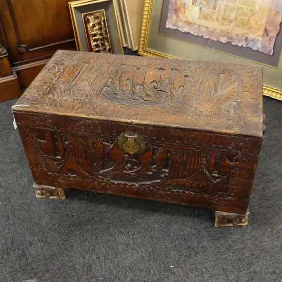 CARVED CAMPHOR CHEST 860x440x470mm
