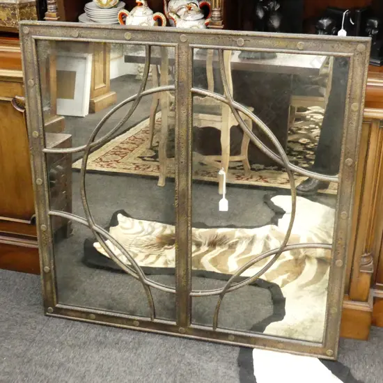 MODERN SQUARE MIRROR, IRON DETAIL 1000x1000mm