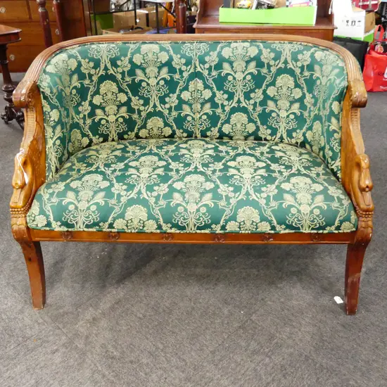 EMPIRE STYLE SEATEE IN GREEN UPHOLSTERY 1200x650x850mm