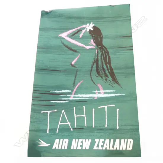 ARTHUR THOMPSON POSTER 'TAHITI AIR NEW ZELAND' 970x620mm