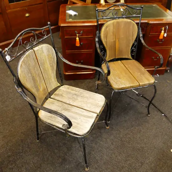 PR RUSTIC METAL & WOOD OUTDOOR CHAIRS