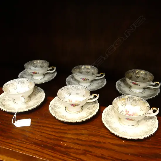 SET 6 GERMAN CHINA CUPS AND SAUCERS