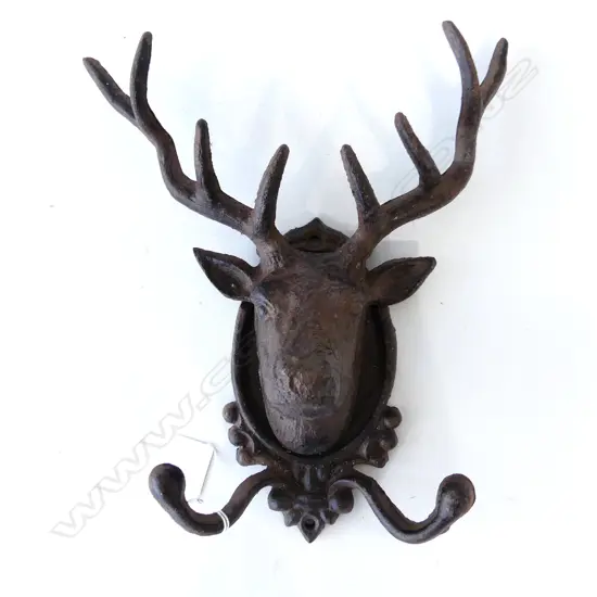 CAST IRON DEERS HEAD  DOUBLE COAT HOOK. H. 270mm