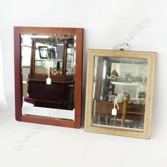 2 VINTAGE WOODEN FRAMED MIRRORS 575x420mm