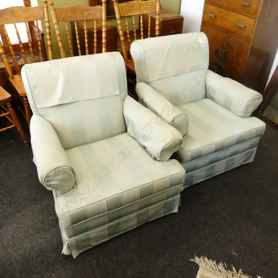 PAIR UPHOLSTERED ARMCHAIRS 720 x 850 x 770mm