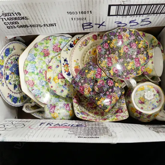 BOX LOT CHINA. INCLUDING AOF CHITZ MASONS STRATHMORE AND REGENCY.