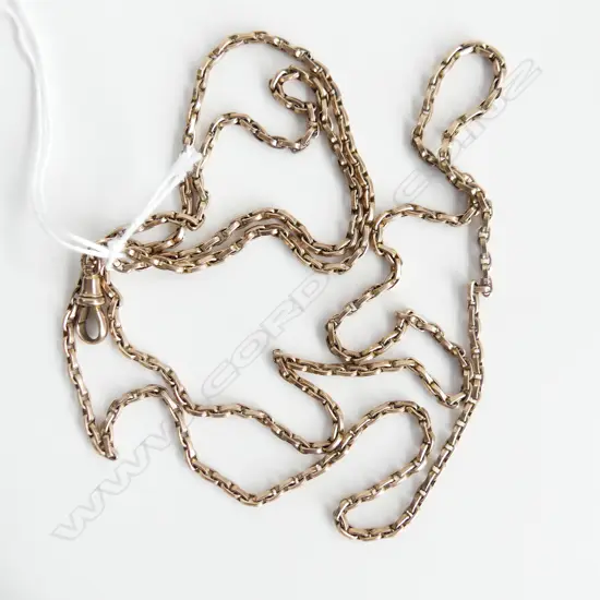 SHORTENED 9CT GOLD MUFF CHAIN 16.4gm 89CM