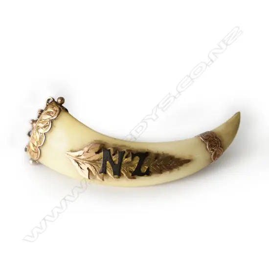 9ct NZ TUSK BROOCH L.50mm