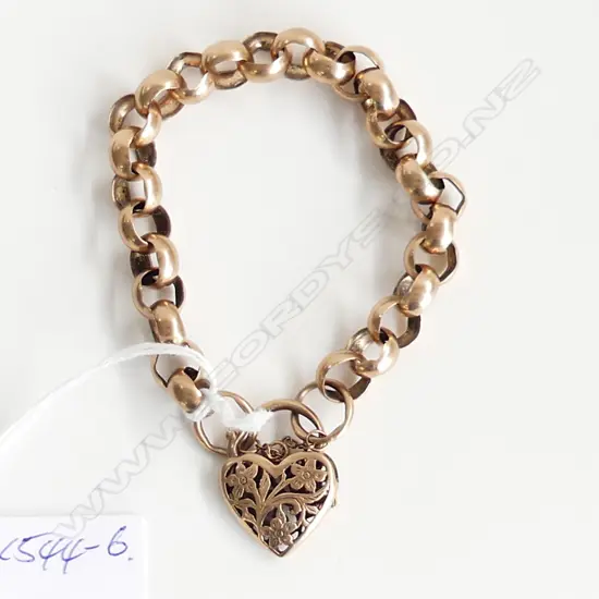 9ct  ROSE GOLD HEAVY BELCHER LINK BRACELET pierced padlock clasp 28.6gms