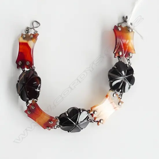 LGE BANDED AGATE C1900 BRACELET SILVER FRAME