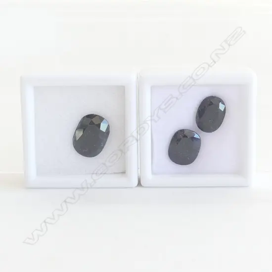 3 DEEP BLUE SAPPHIRES, 1 X 4.3CT & 2 X 6.4CT