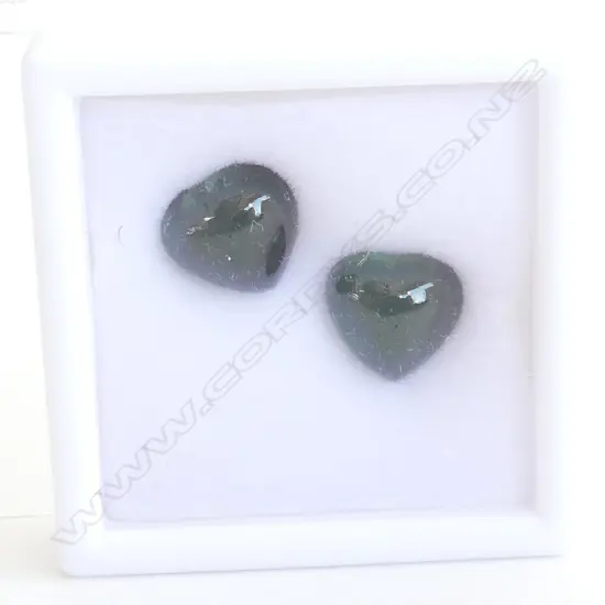 TWO HEART SHAPED PINE GREEN TOURMALINE