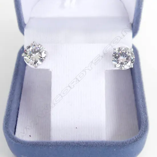 PR CZ & SILVER PLATED LG STUD EARRINGS  - IN BOX 