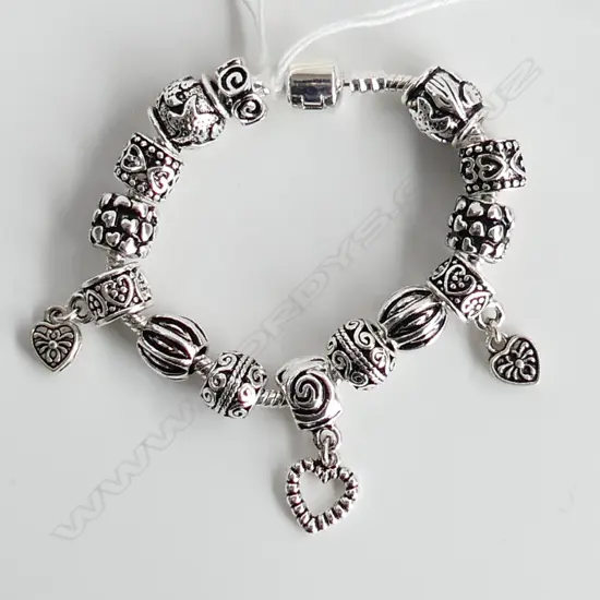 HEAVY SILVER PLATED PANDORA STYLE 14 CHARM BRACELET (170mm)