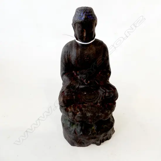 ORIENTAL CARVED DENSE HARDWOOD BUDDHA H.195mm