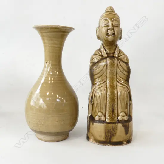 ORIENTAL VASE, GLAZED CERAMIC FIGURE H.265mm