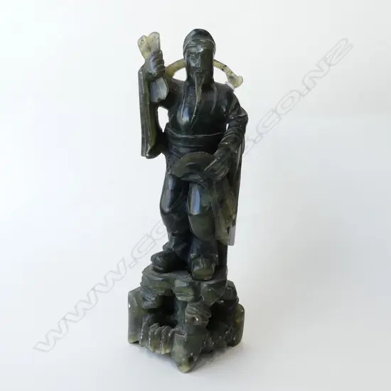 ORIENTAL CARVED CHRYSOPRASE FIGURE H.210mm