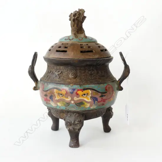 VINTAGE CLOISONNE INCENSE BURNER H. 230mm