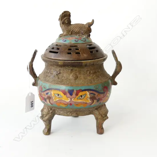 VINTAGE CLOISONNE INCENSE BURNER H. 230mm