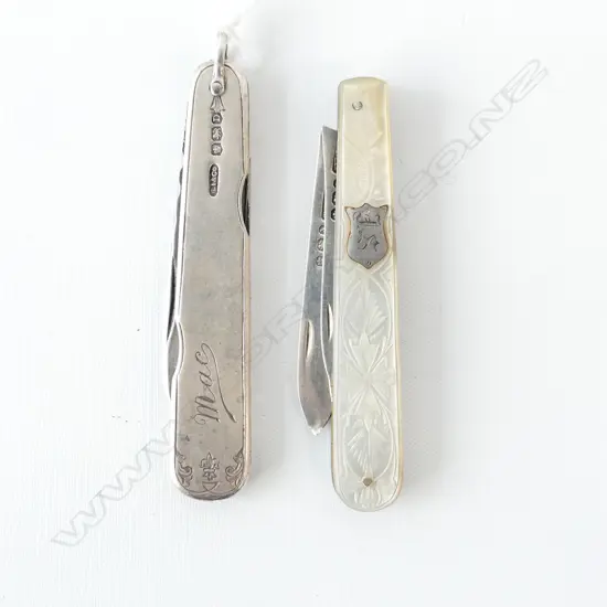 TWO STERLING SILVER POCKET KNIVES SHEFFIELD 1896 & SHEFFIELD 1946