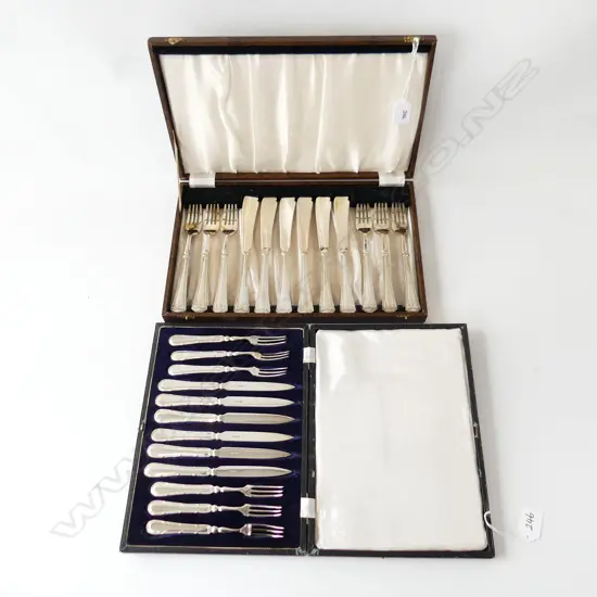 2 SETS CASED CUTLERY; 12 PCE FISH SET, 12 PCE FRUIT SET