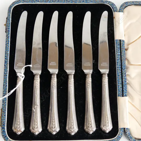 6 STG HANDLED TEA KNIVES, SHEFFIELD 1940, CASED