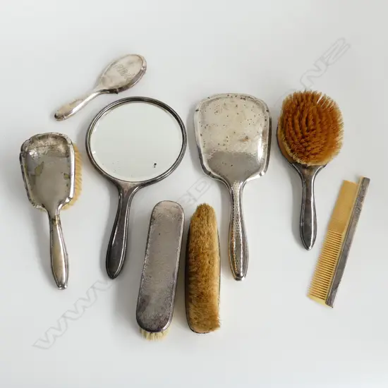 ASST 800 EURO SILVER DRESSING TABLE PCS; HAND MIRRORS, BRUSHES ETC..