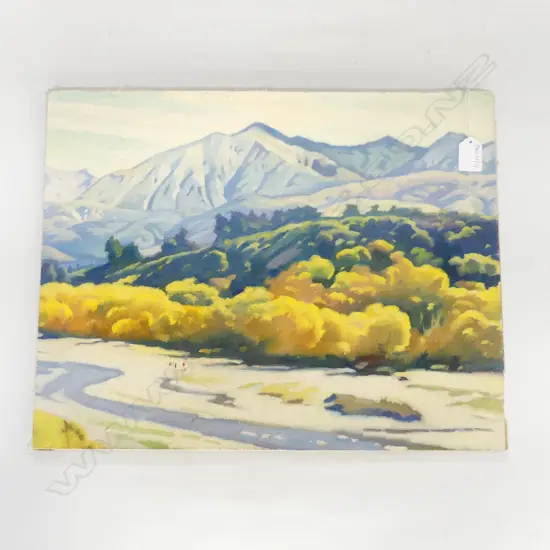 OWEN R. LEE (ATTRIBUTED) UNSIGNED LANDSCAPE, OIL ON BOARD 375x475mm UNFRAMED